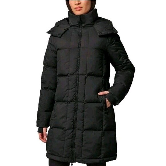 Mondetta Women's Quilted Parka Down Puffer Hooded JacketBlackXLarge